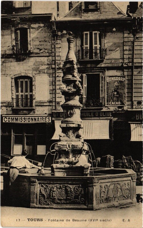 Carte postale ancienne Tours Fontaine de Beaume à Tours