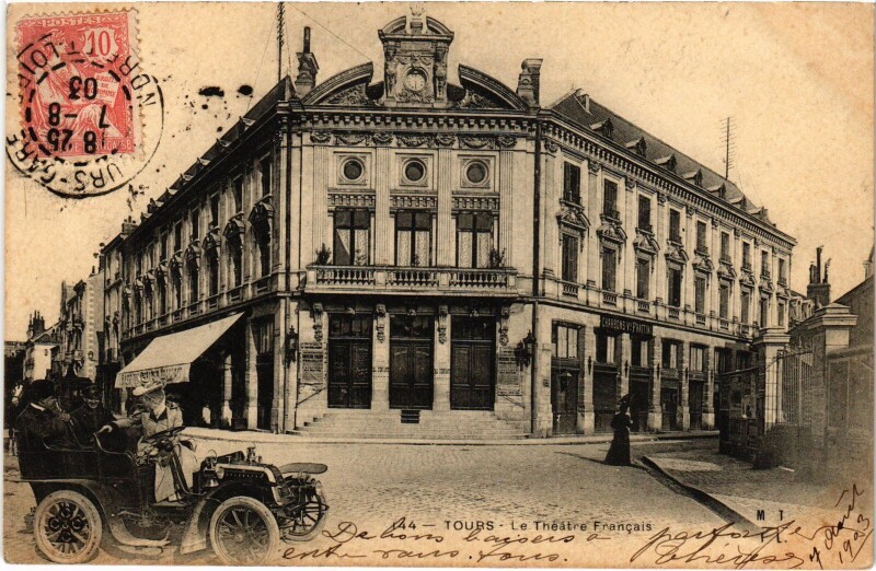 Carte postale ancienne Tours Le Theatre Francais à Tours