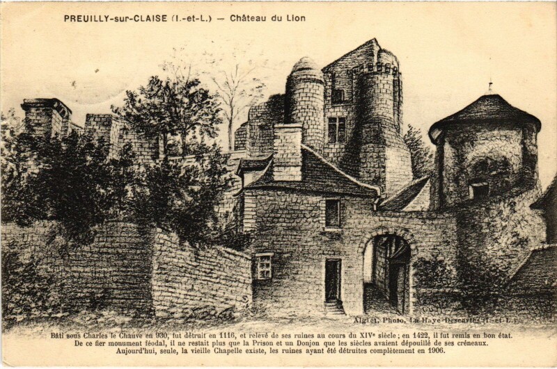 Carte postale ancienne Preuilly-sur-Claise Chateau du Lion à Preuilly-sur-Claise