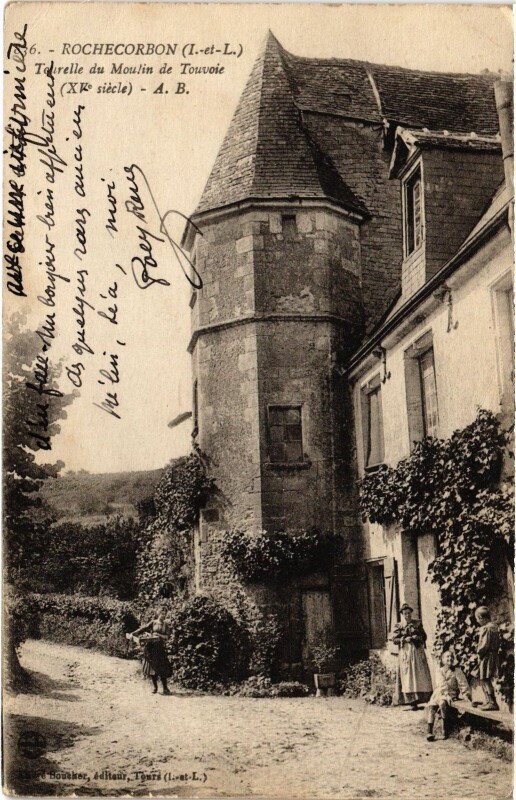 Carte postale ancienne Rochecorbon Tourelle du Moulin de Touvoie à Rochecorbon