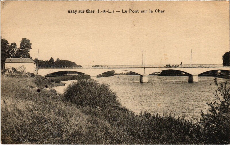 Carte postale ancienne Azay-sur-Cher Le Pont sur le Cher à Azay-sur-Cher