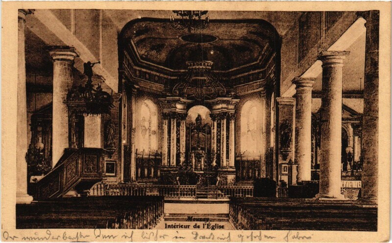 Carte postale ancienne Mouzay Interieur de l'Eglise à Mouzay