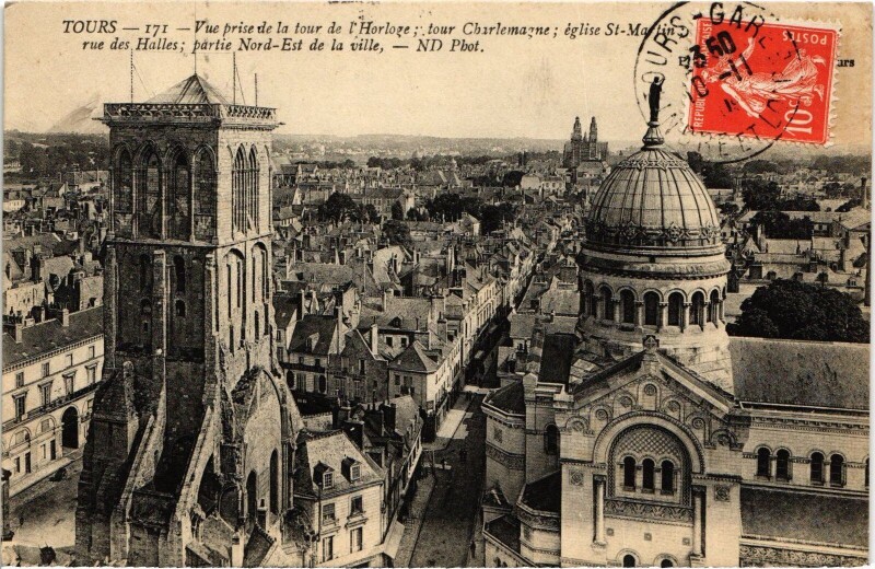 Carte postale ancienne Tours Vue prise de la Tour de l'Hotloge à Tours