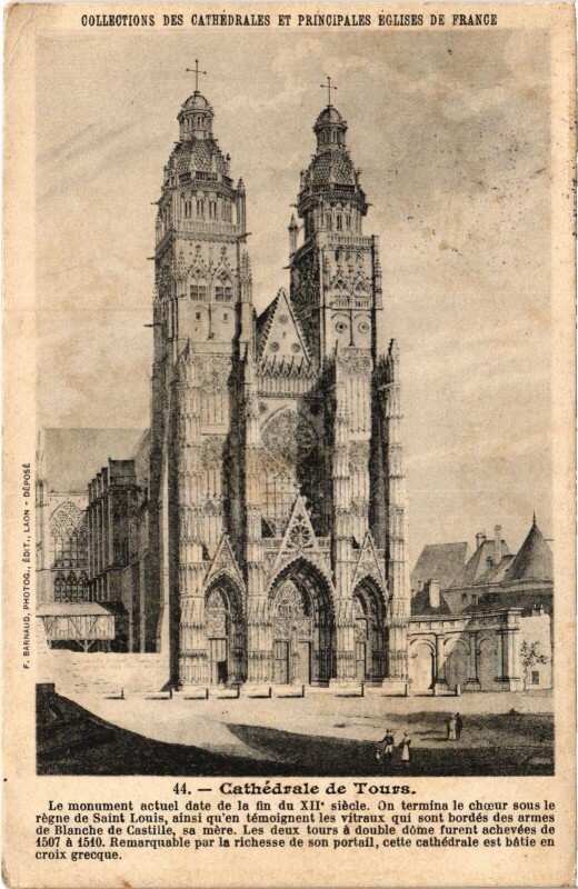 Carte postale ancienne Tours Cathedrale à Tours