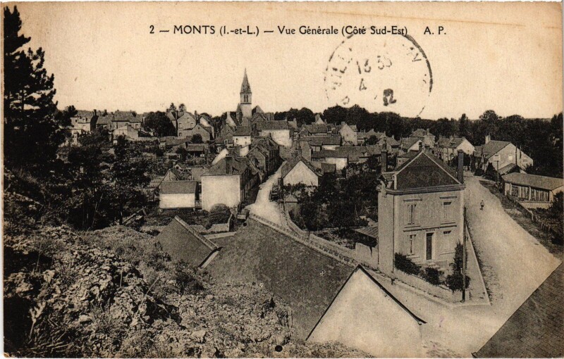 Carte postale ancienne Monts Vue Generale à Monts