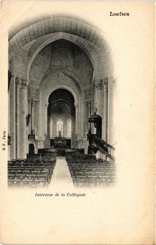 Carte postale ancienne Loches Collegiale - Interieur à Loches