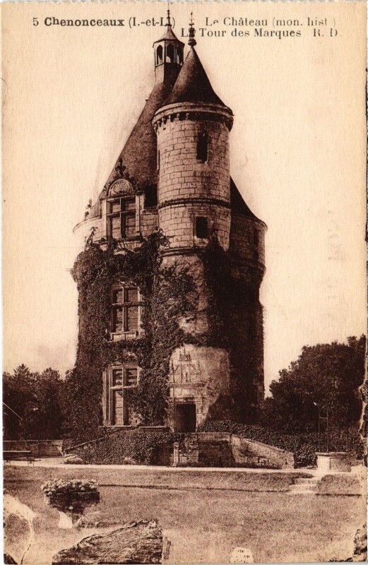 Carte postale ancienne Chenonceaux Chateau - Tour des Marques à Chenonceaux