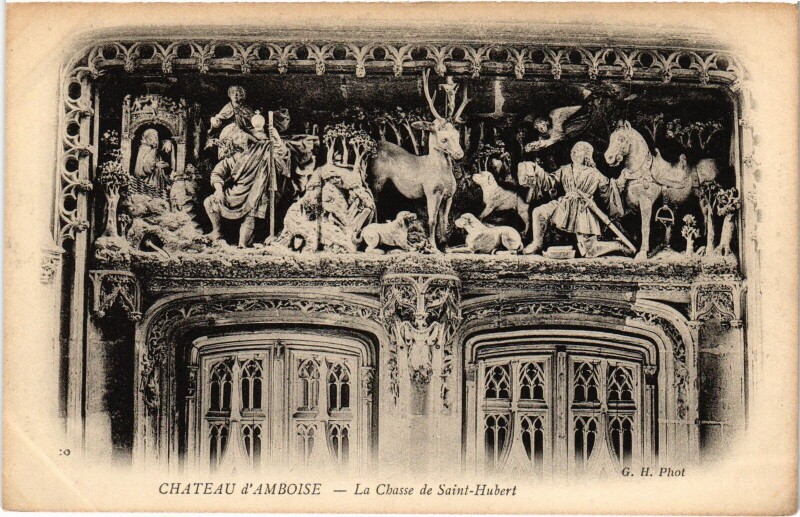 Carte postale ancienne Amboise La Chasse de Saint-Hubert à Amboise