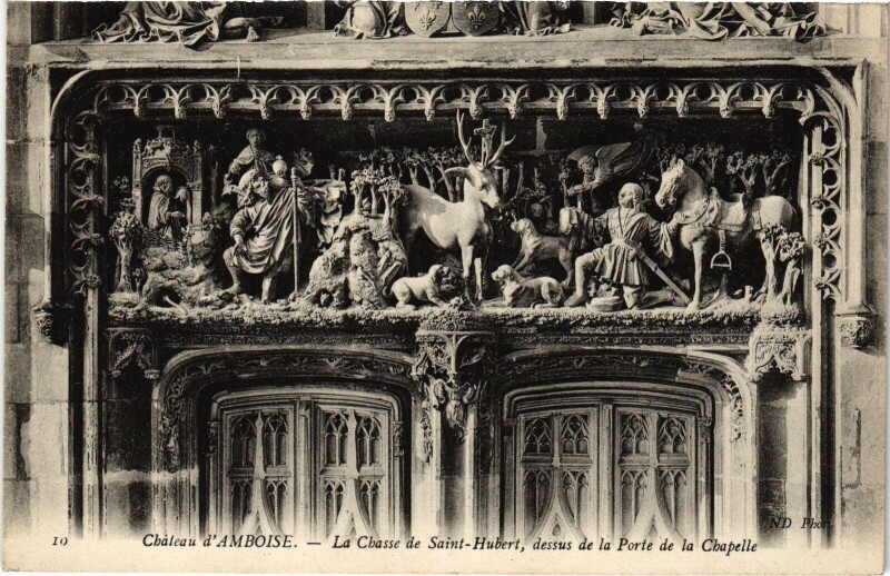 Carte postale ancienne Amboise Chateau - La Chasse de Saint-Hubert à Amboise
