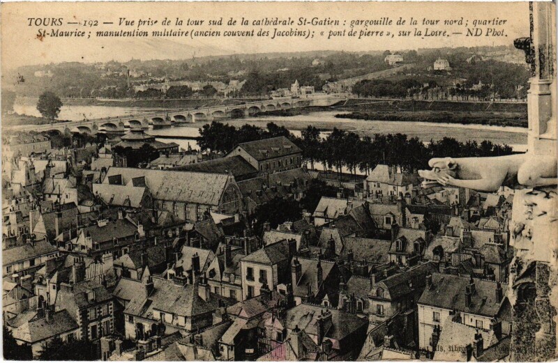 Carte postale ancienne Tours Vue prise de la Tour Sud de la Cathedrale à Tours