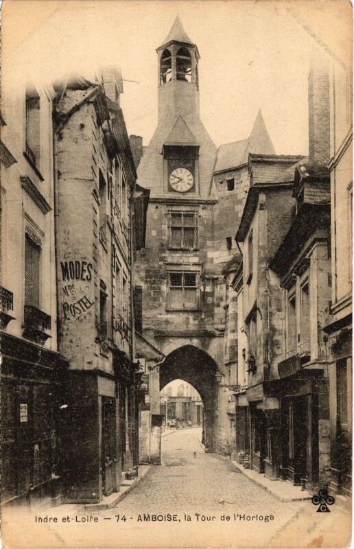 Carte postale ancienne Amboise Tour de l'Horloge à Amboise