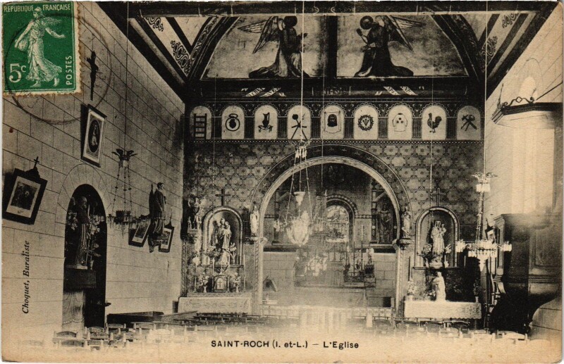 Carte postale ancienne Saint-Roch Eglise à Saint-Roch