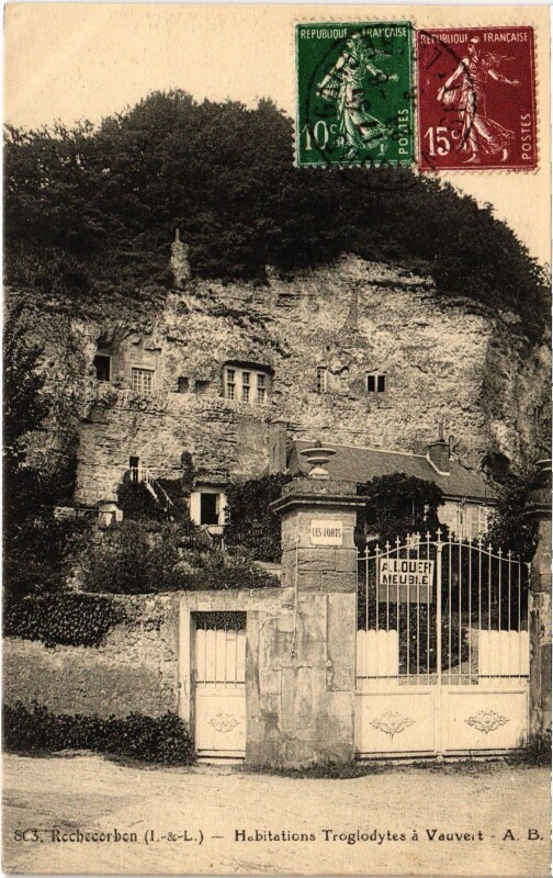 Carte postale ancienne Rochecorbon Habitations Troglodytes à Rochecorbon