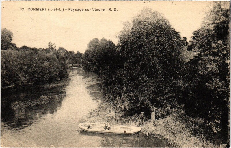 Carte postale ancienne Cormery Paysage sur l'Indre à Cormery