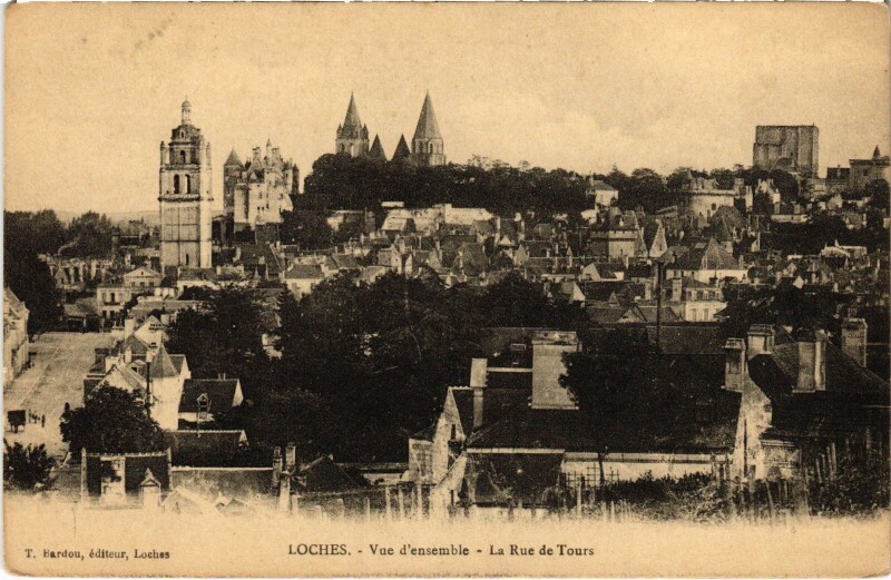 Carte postale ancienne Loches Vue d'Ensemble à Loches