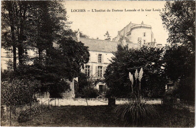 Carte postale ancienne Loches Institut du Docteur Lemesle - Tour Louis Xi à Loches