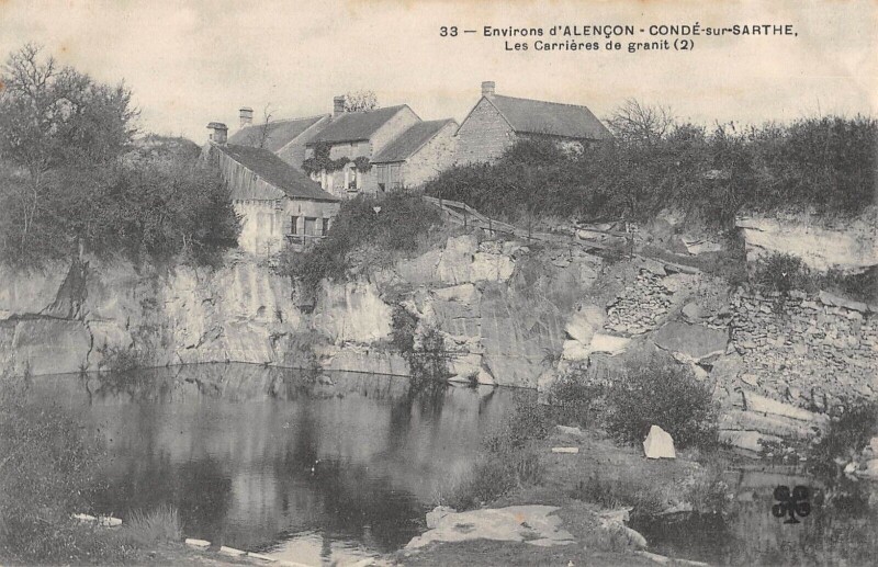 Carte postale ancienne Conde Sur Sarthe - Les Carrieres De Granit cliché N°2