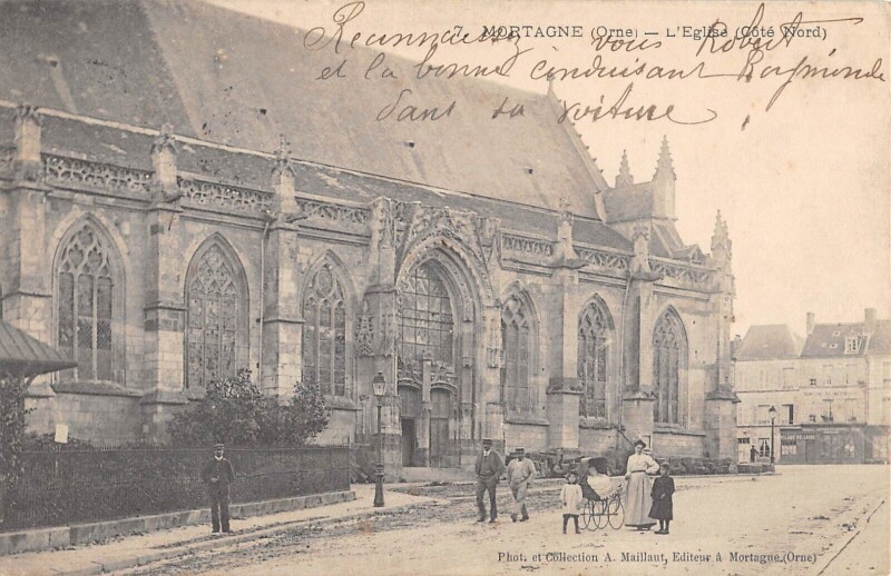 Carte postale ancienne Mortagne - Eglise Cote Nord