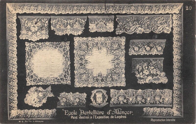 Carte postale ancienne Ecole Dentelliere D'Alencon - Point Destine A L'Exposition De Londres