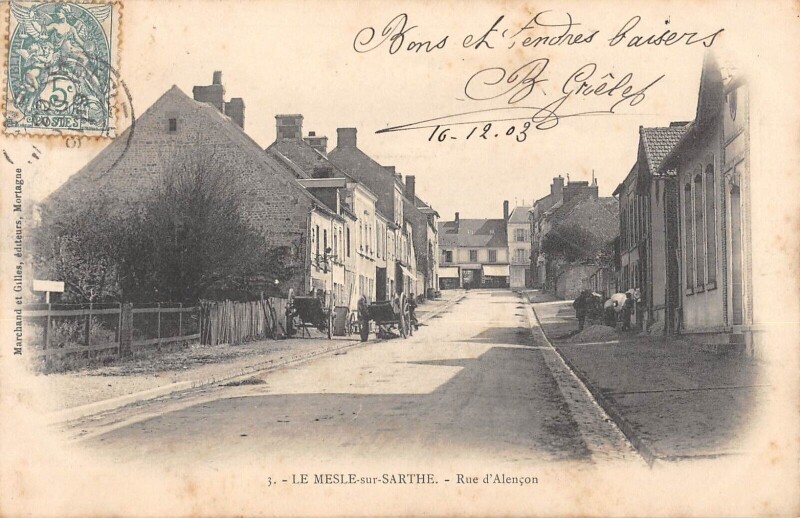 Carte postale ancienne Le Mesle Sur Sarthe - Rue D'Alencon