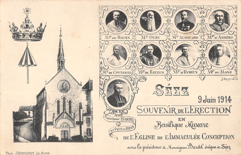 Carte postale ancienne Seez - Souvenir De L'Erection En Basilique Mineure Mgr Bardel
