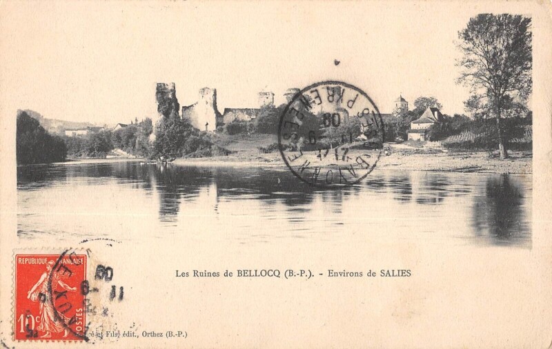 Carte postale ancienne Les Ruines De Bellocq - Environs De Salies à Bellocq