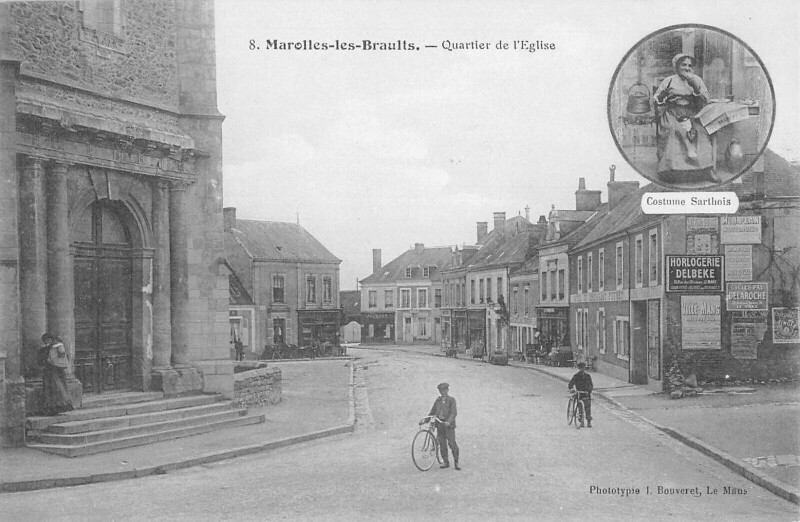 Carte postale ancienne Marolles Les Braults - Quartier De L'Eglise à Marolles-les-Braults