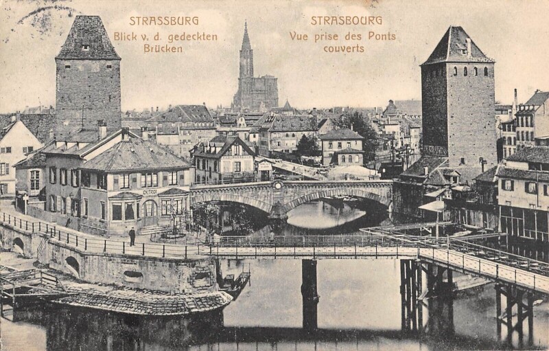 Carte postale ancienne Strassburg - Vue Prise Des Ponts Couverts