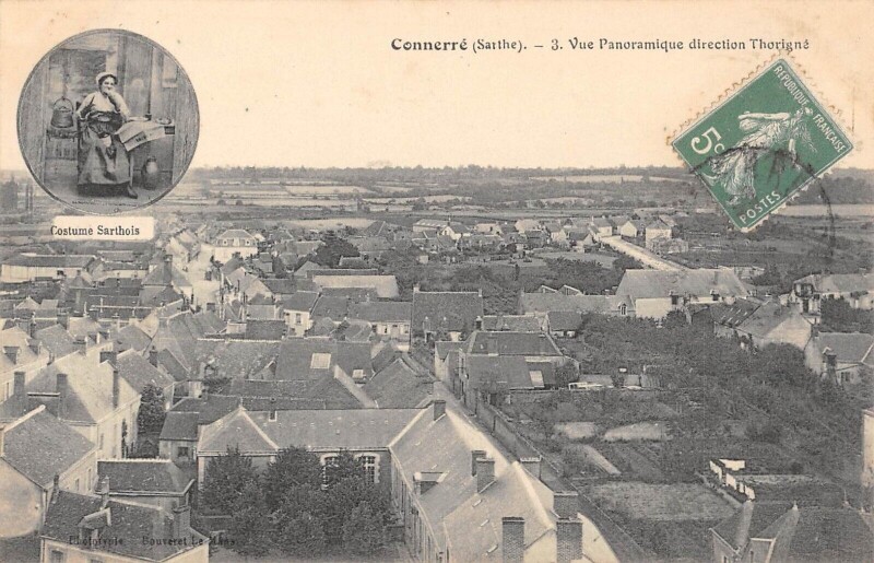 Carte postale ancienne Connerre - Vue Panoramique Direction Thorigne