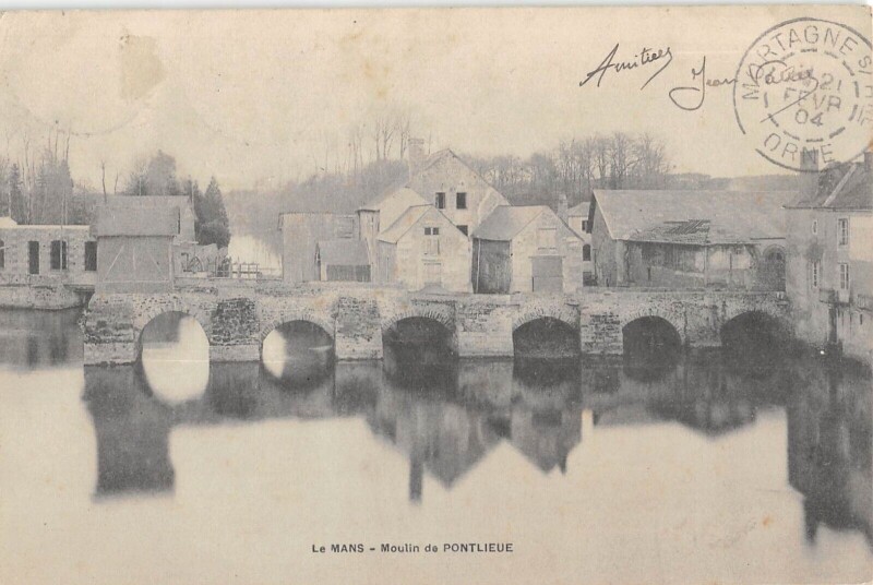 Carte postale ancienne Le Mans - Moulin De Pontlieue au Mans