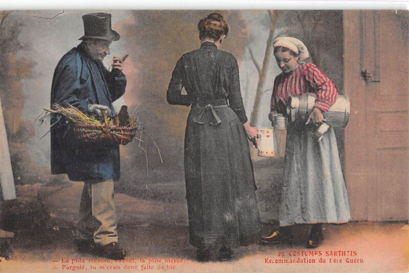 Carte postale ancienne Costumes Sarthois - Recommandation Du Pere Gueru