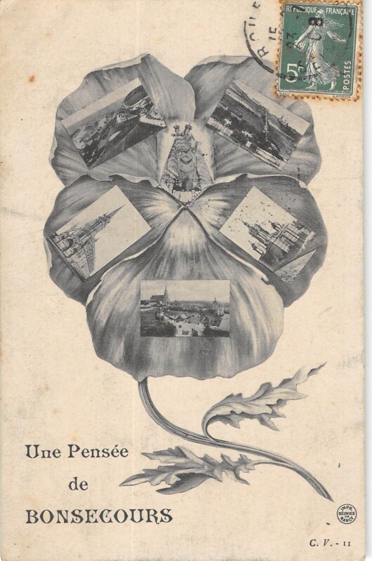 Carte postale ancienne Une Pensee De Bonsecours à Bonsecours