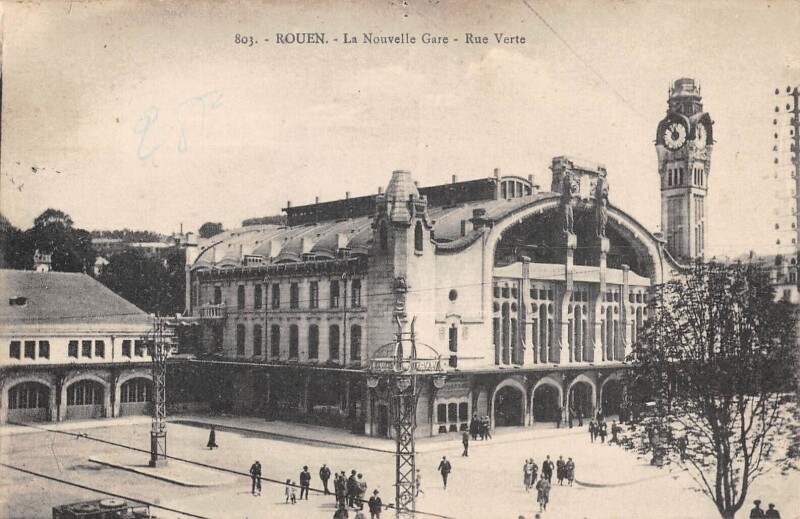 Carte postale ancienne Rouen - La Nouvelle Gare - Rue Verte à Rouen
