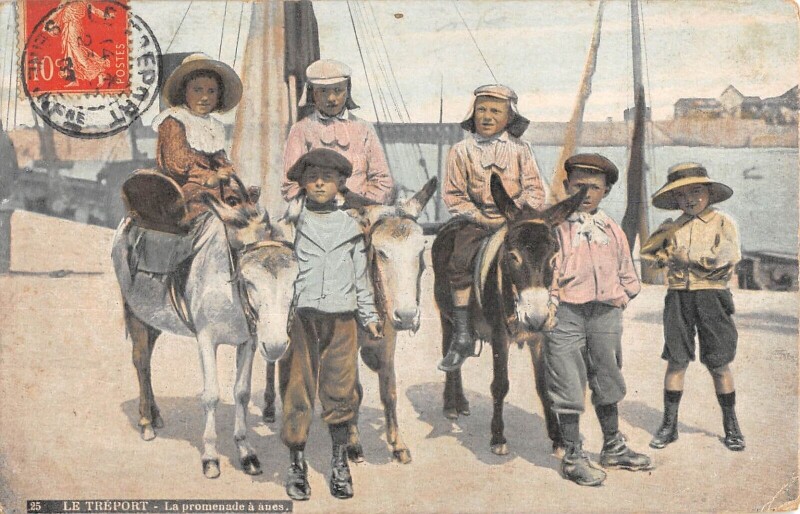 Carte postale ancienne Le Treport - La Promenade A Anes