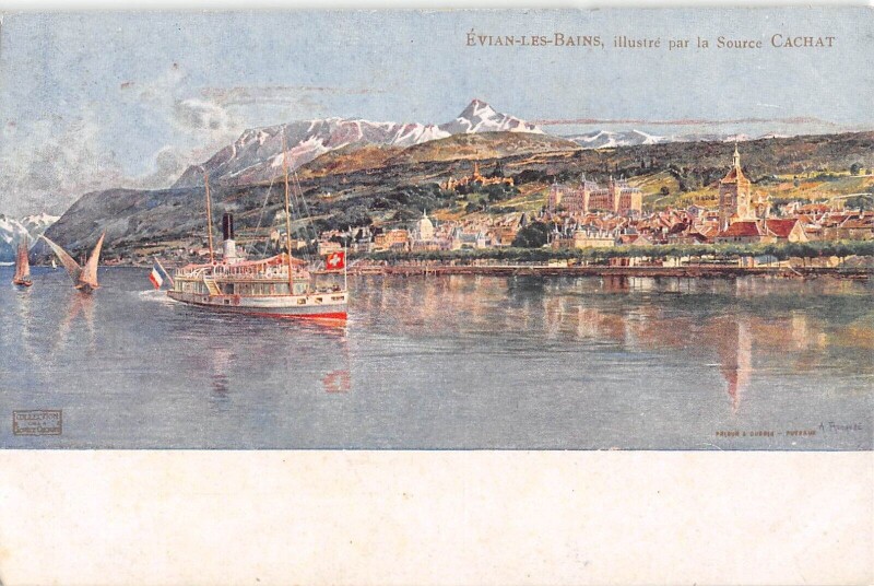 Carte postale ancienne Evian - Cpa Publicite De La Source Cachat