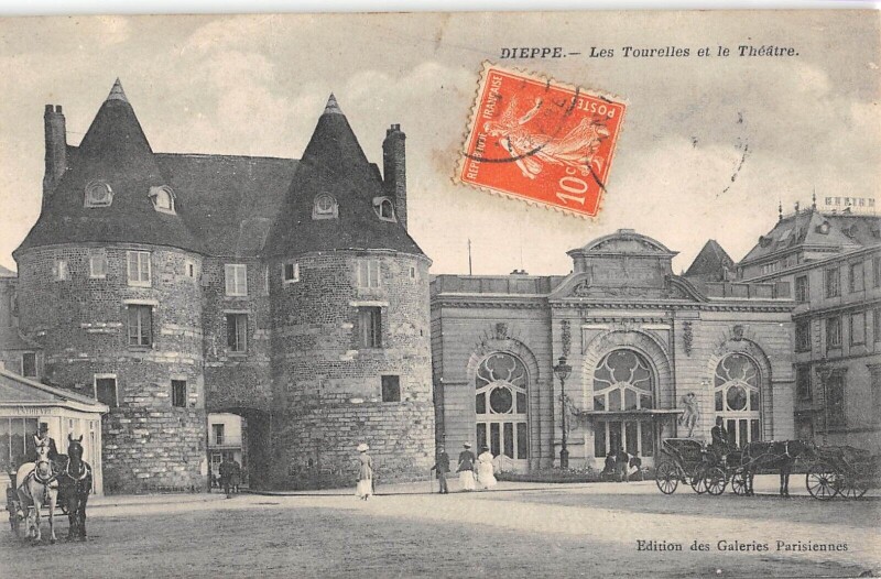 Carte postale ancienne Dieppe - Les Tourelles Et Le Theatre à Dieppe