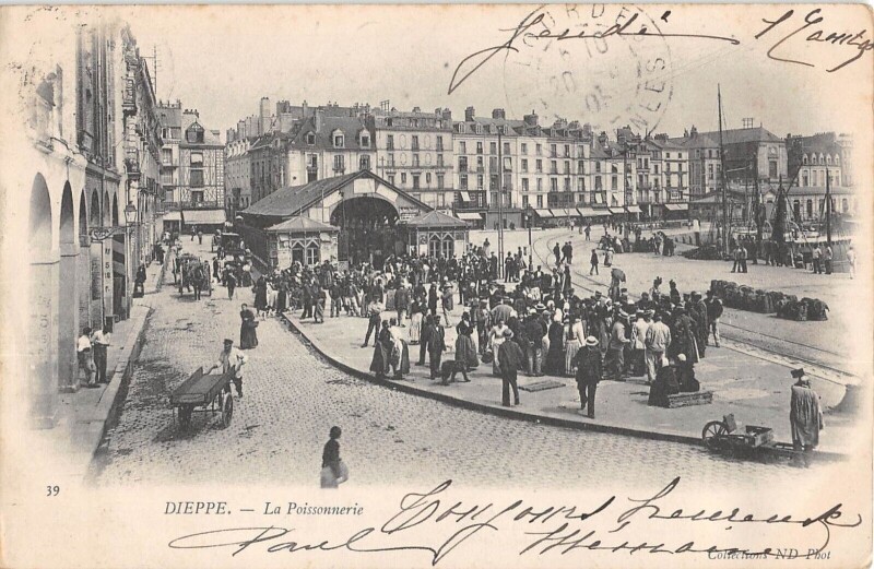 Carte postale ancienne Dieppe - La Poissonnerie à Dieppe