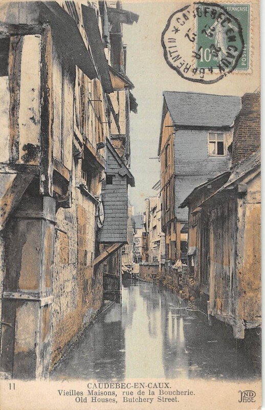 Carte postale ancienne Caudebec En Caux - Vieilles Maisons - Rue De La Boucherie