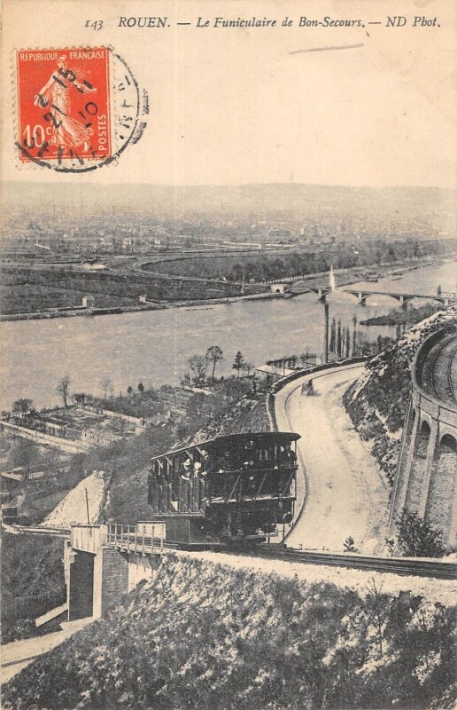 Carte postale ancienne Rouen - Funiculaire De Bon Secours à Rouen