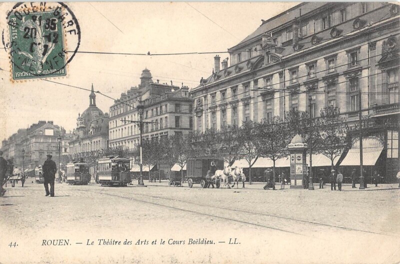 Carte postale ancienne Rouen - Le Theatre Des Arts Et Cours Boeldieu à Rouen