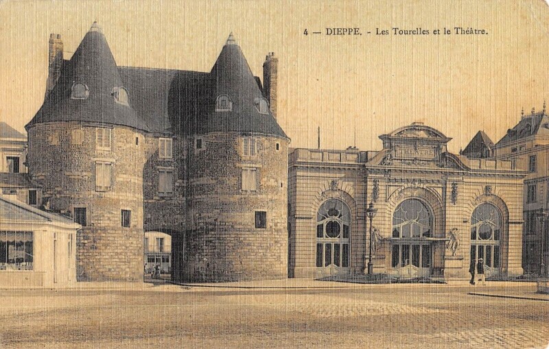 Carte postale ancienne Dieppe - Les Tourelles Et Le Theatre - Cpa Toilee à Dieppe