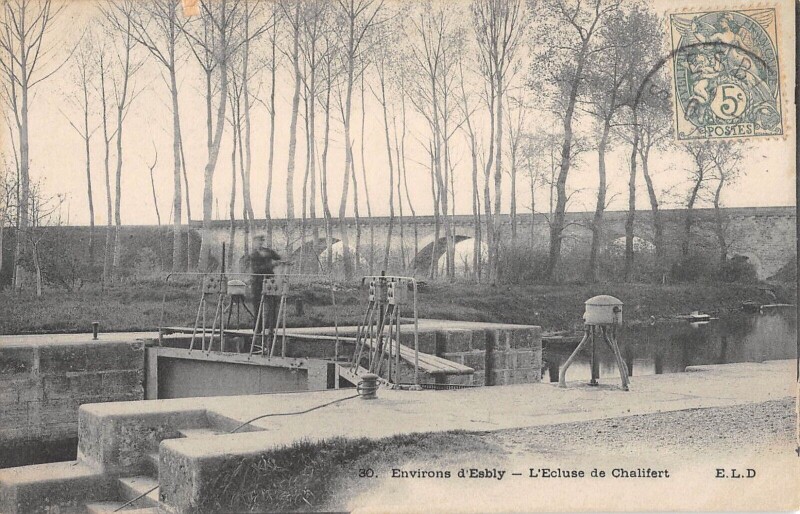 Carte postale ancienne Env.d'Esbly - L'Ecluse De Chalifert à Chalifert