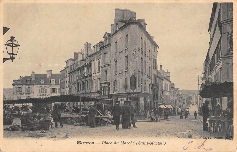 Carte postale ancienne Mantes - Place Du Marche