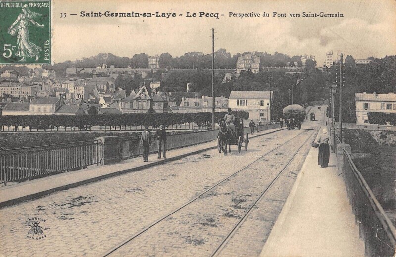 Carte postale ancienne Saint Germain - Le Pecq - Perspective Du Pont Vers Saint Germain au Pecq