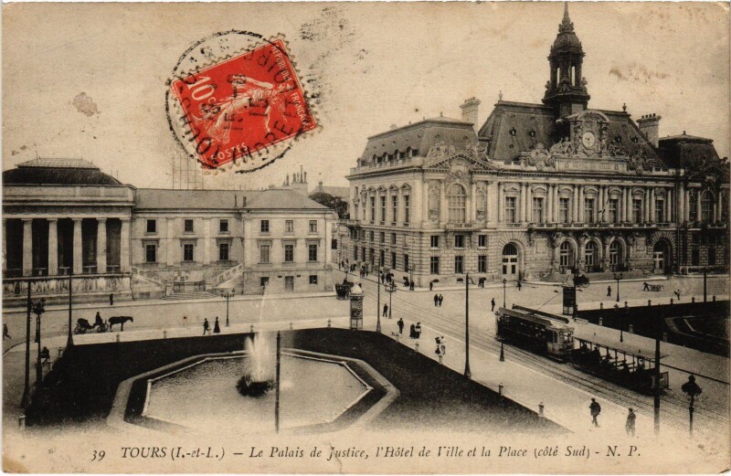 Carte postale ancienne Tours Palais de Justice à Tours