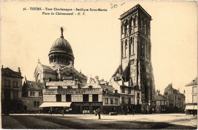 Carte postale ancienne Tours Tour Charlemagne à Tours