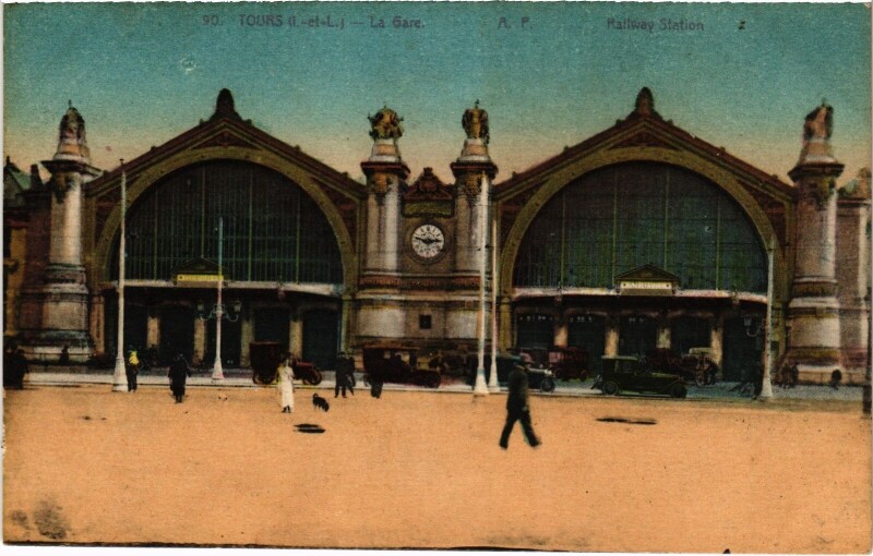 Carte postale ancienne Tours La Gare à Tours