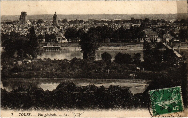 Carte postale ancienne Tours vue generale à Tours