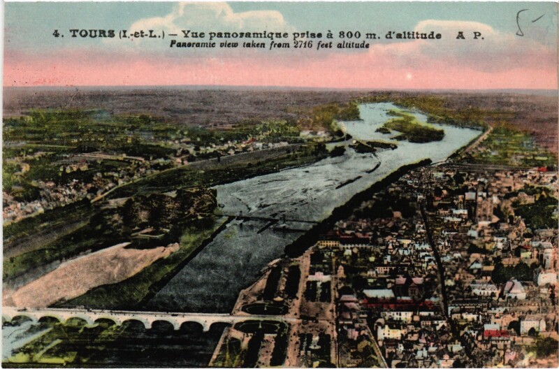 Carte postale ancienne Tours vue panoramique à Tours
