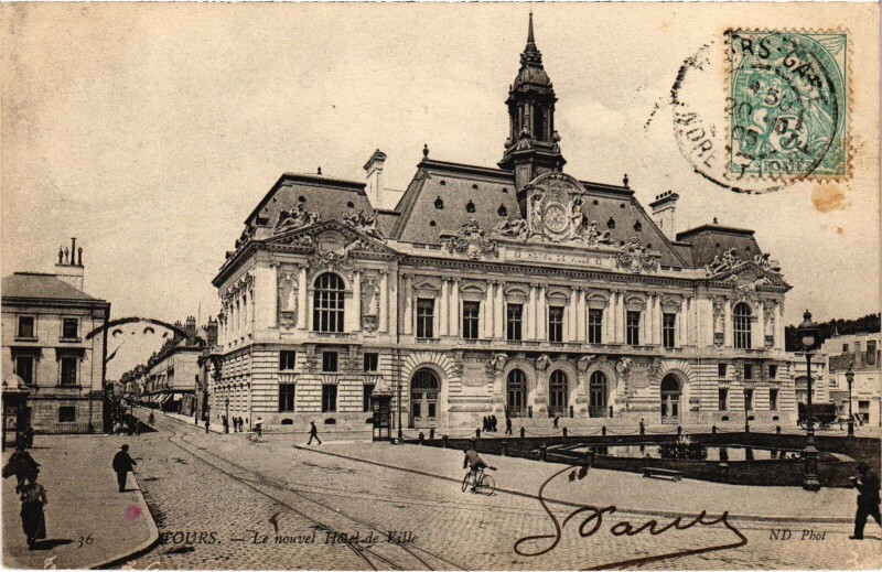 Carte postale ancienne Tours Hotel de Ville à Tours
